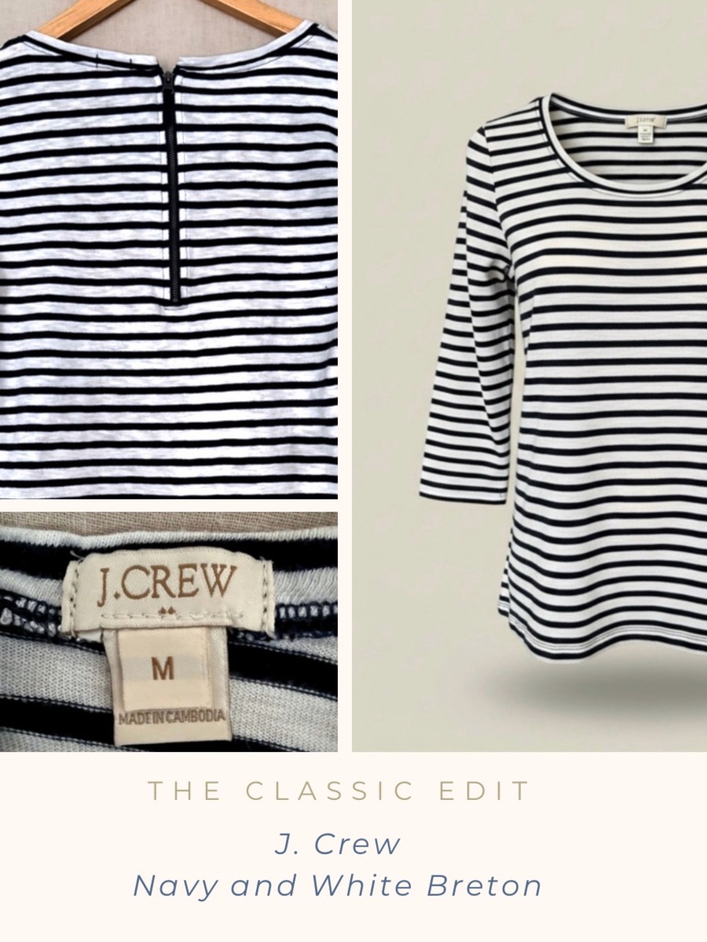 J.Crew Navy & White Breton Stripe Scoop Neck Top | Cotton | Nautical Classic